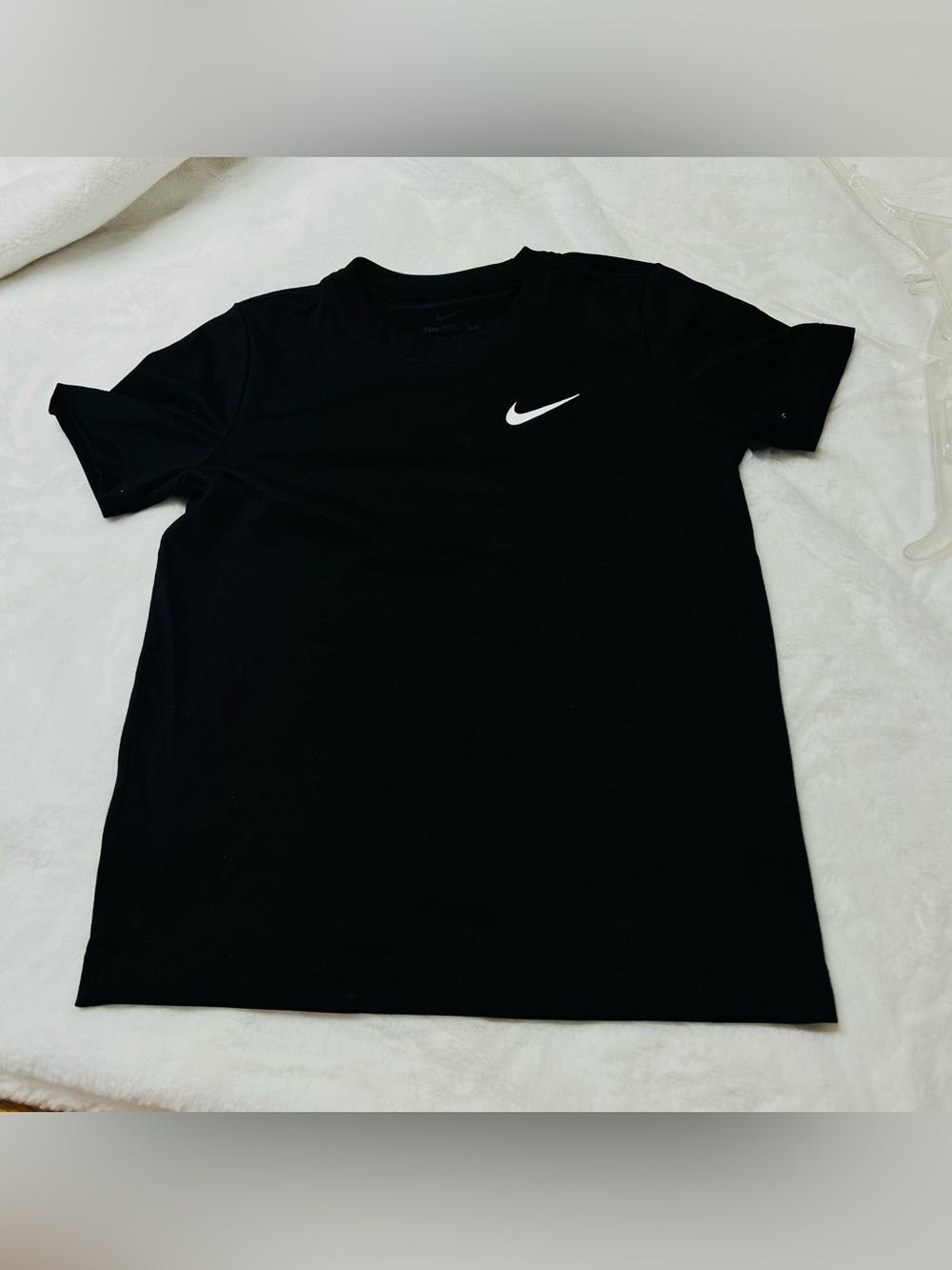 Nike Black Short-Sleeve Crew Tee with White Swoosh